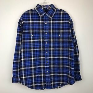 Eddie Bauer blue Plaid Flannel Shirt sz Medium